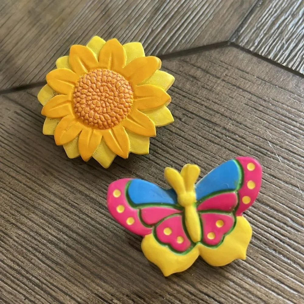 Vintage Butterfly & Sunflower Resin Pins